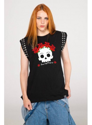 Camiseta Flower Skull tachas