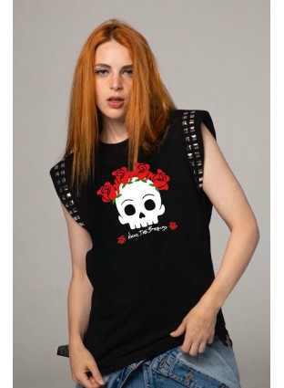 Camiseta Flower Skull tachas