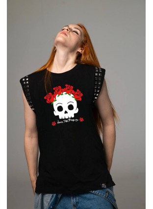 Camiseta Flower Skull tachas