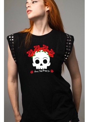 Camiseta Flower Skull tachas