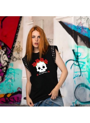 Camiseta Flower Skull tachas