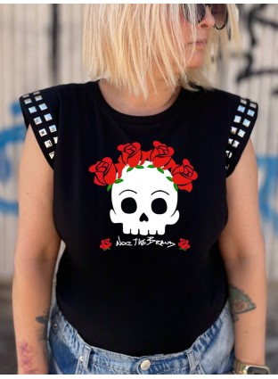 Camiseta Flower Skull tachas